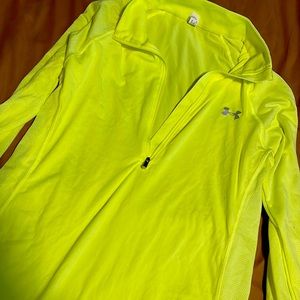 Under Armour quarter zip. Never worn. Tennis ball yellow. Size large.  NWOT.